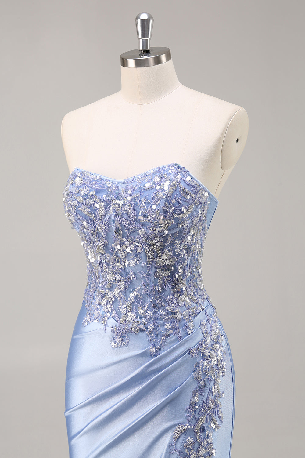 Donkergroen Zeemeermin Strapless Pailletten Lange Galajurk met Kralen