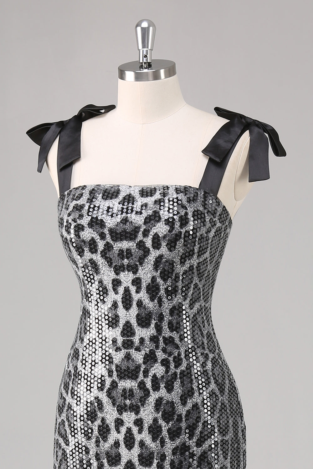 Sprankelende grijze luipaardschede stropdassen formele jurk