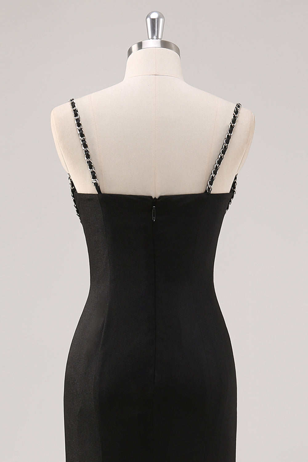 Eenvoudige zwarte spaghettibandjes schede formele jurk