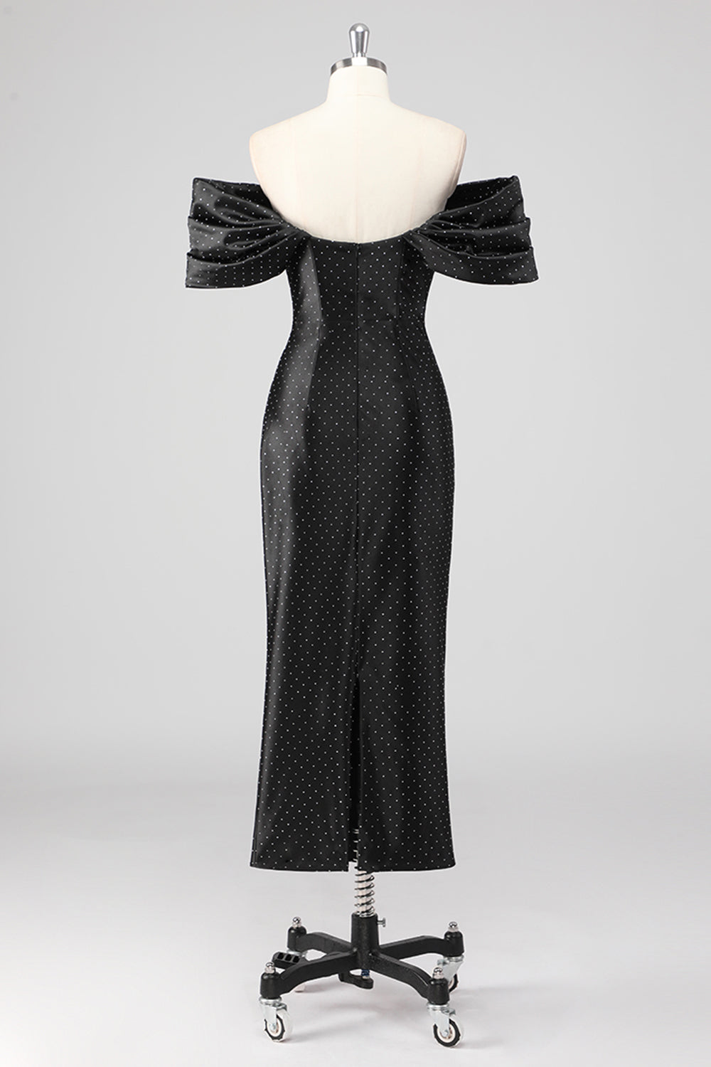 Zwarte schede van de schouder formele jurk met kralen