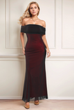 Zwart Rood Off The Shoulder Sheath Formele Jurk