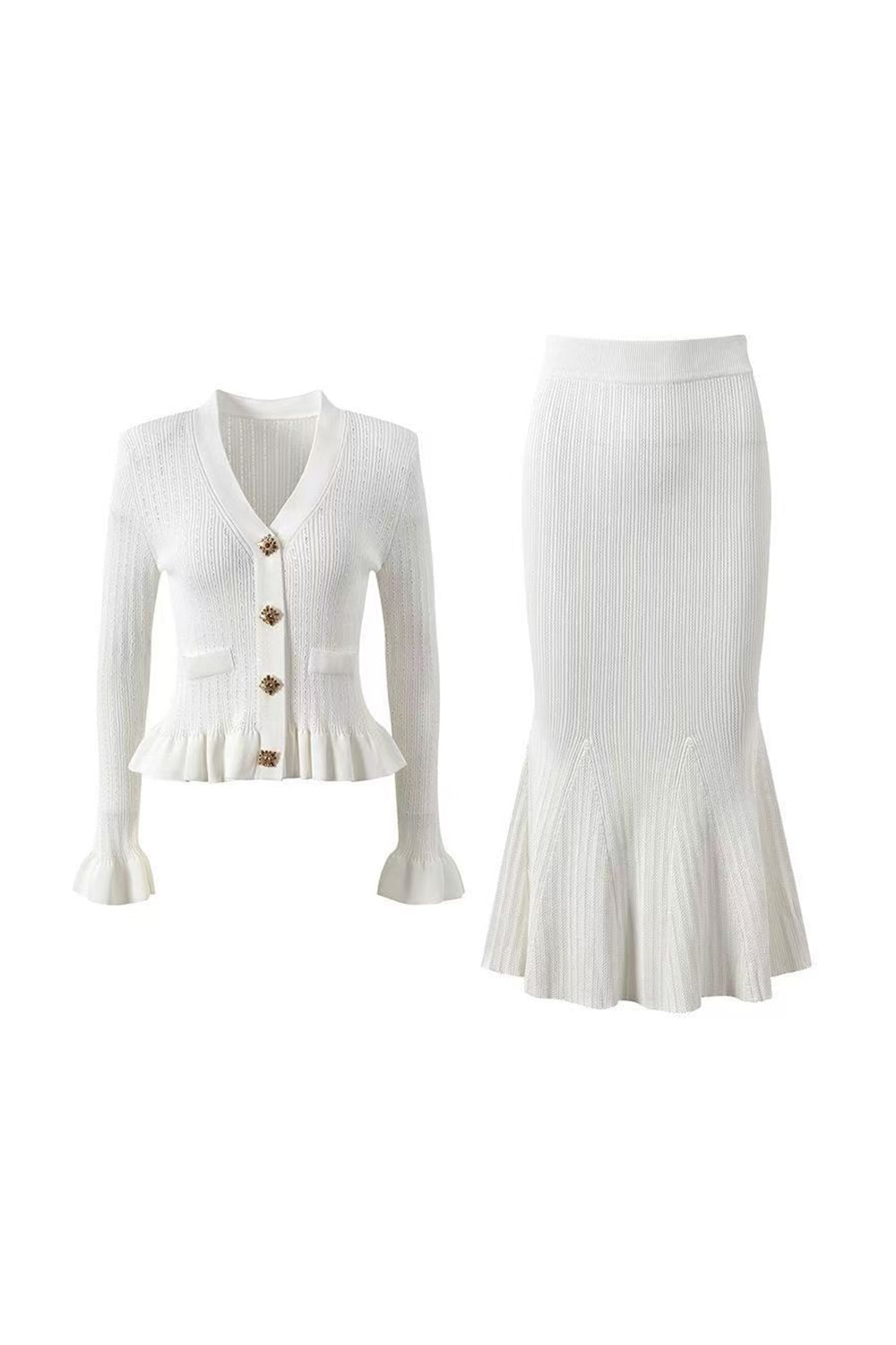 Zwarte zeemeermin lange mouw Single breasted 2 stuks lange feestjurk