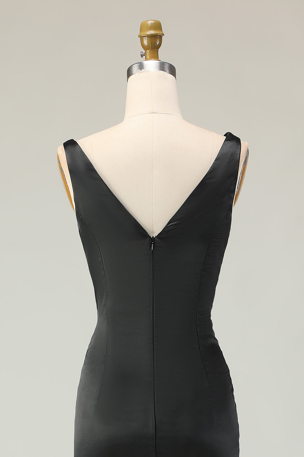 Schede Zwart-Wit Diepe V-hals Lange Galajurk