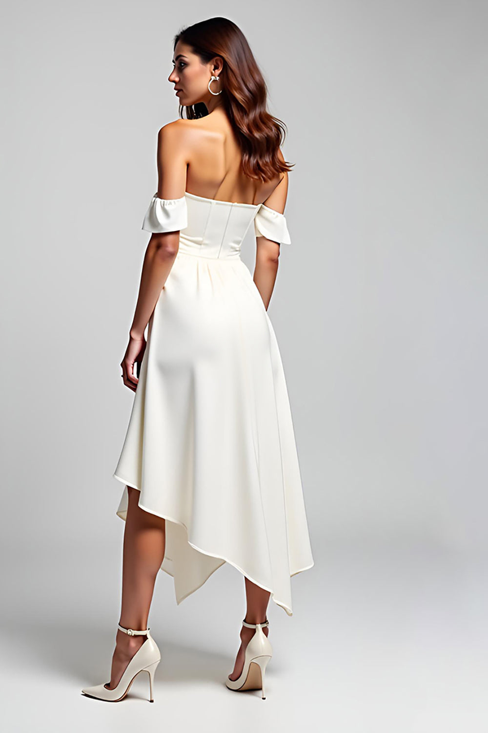 Een Lijn Witte Off The Shoulder Chiffon Lange Formele Jurk