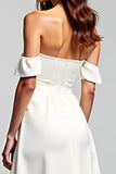Een Lijn Witte Off The Shoulder Chiffon Lange Formele Jurk