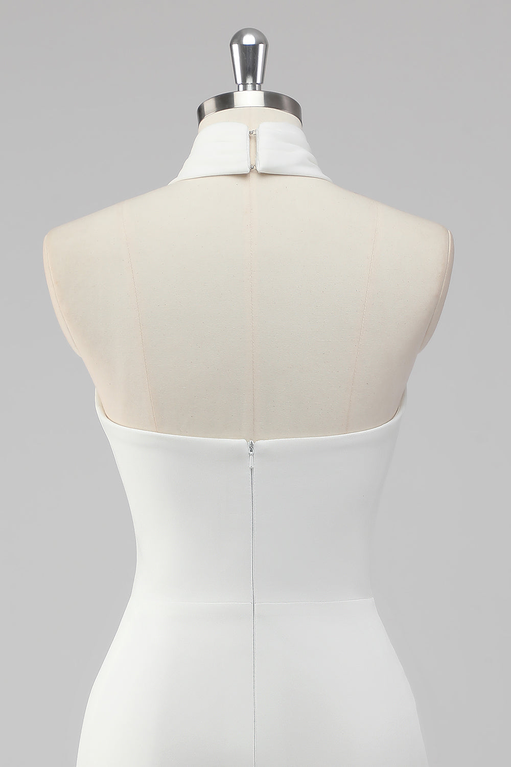 A-lijn halternek satijnen kleine witte afstudeerjurk