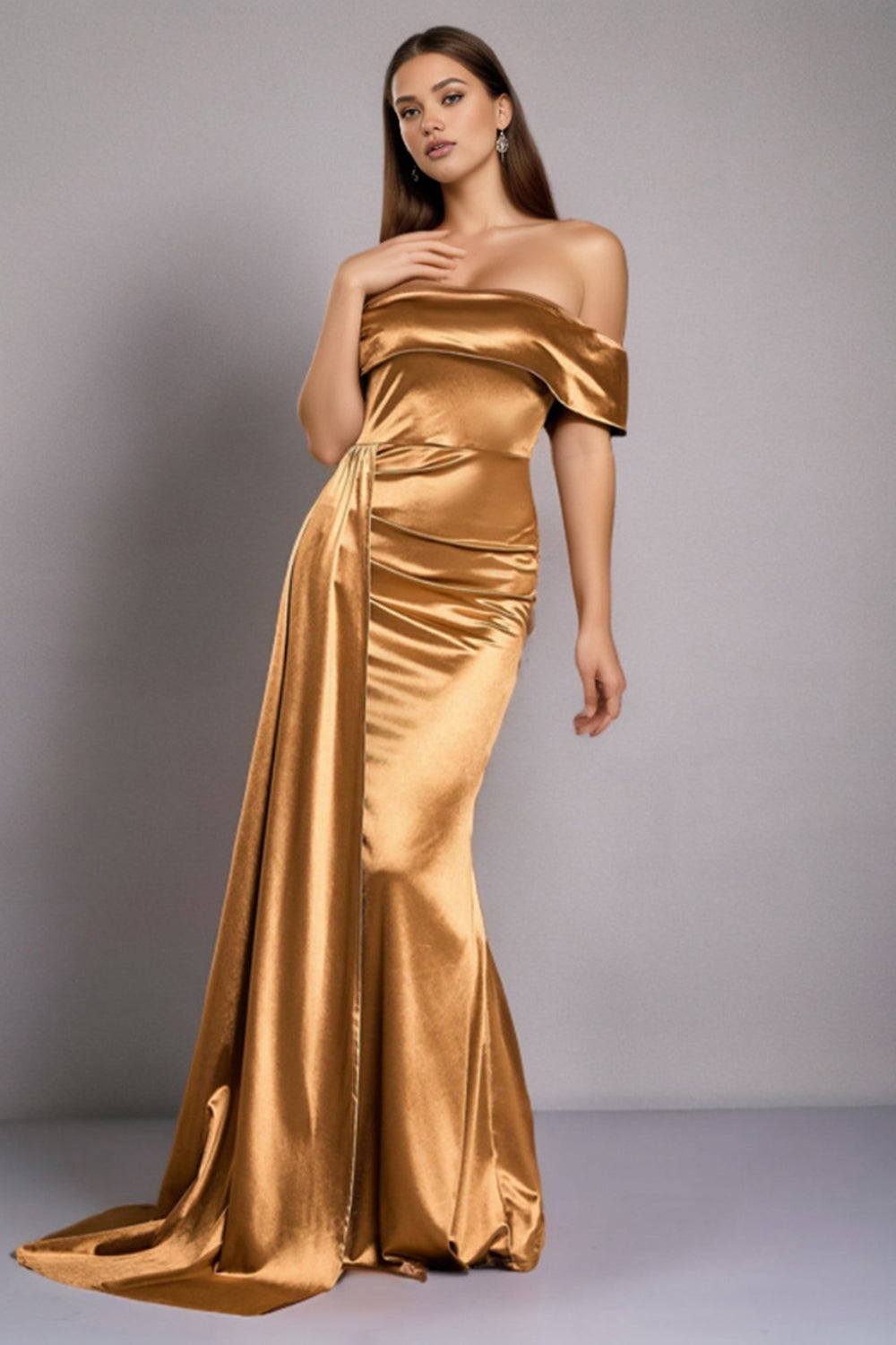 Satijn Zwart Off The Shoulder Zeemeermin Formele Jurk