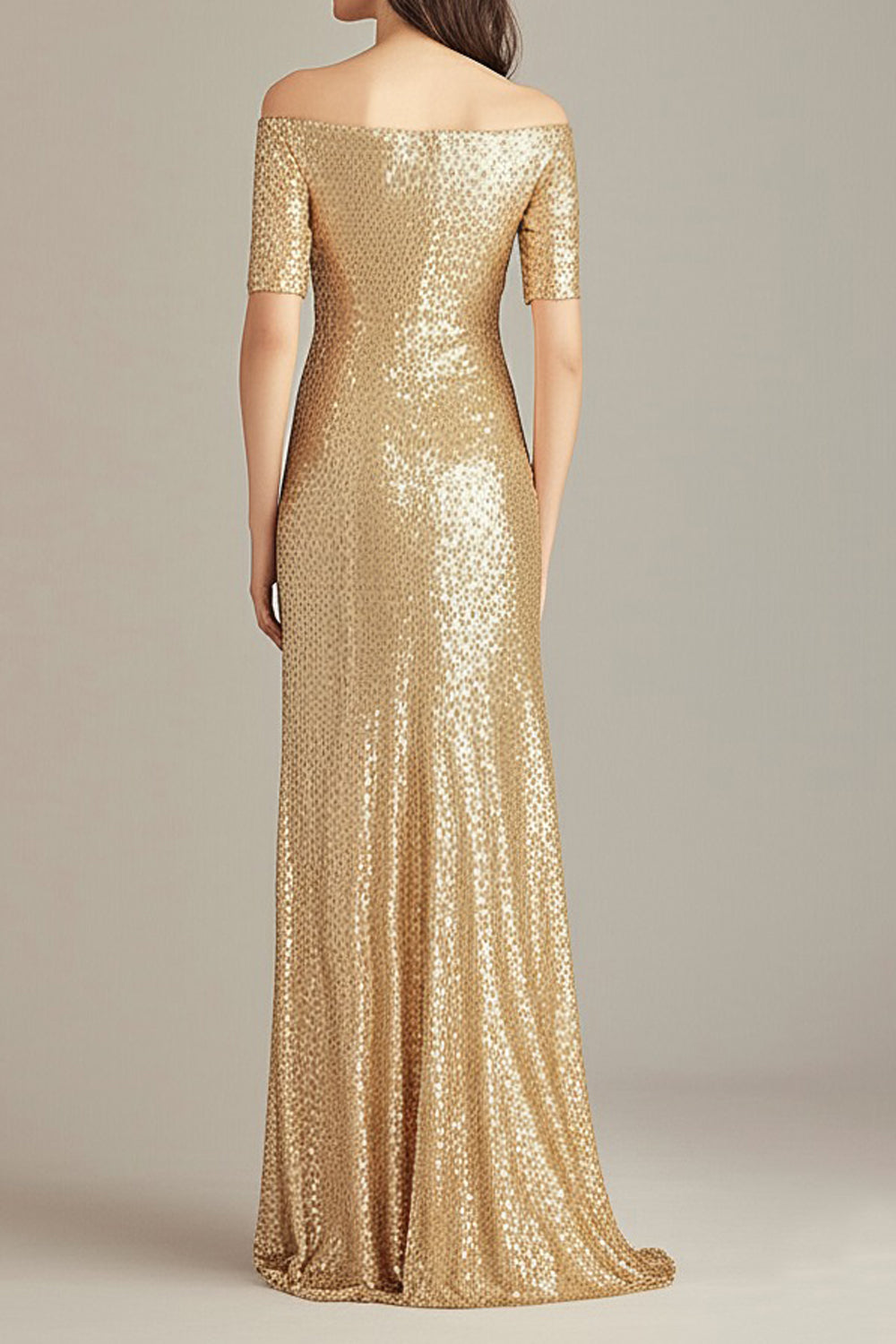 Gouden Off The Shoulder Sheath Formele Jurk Met Pailletten
