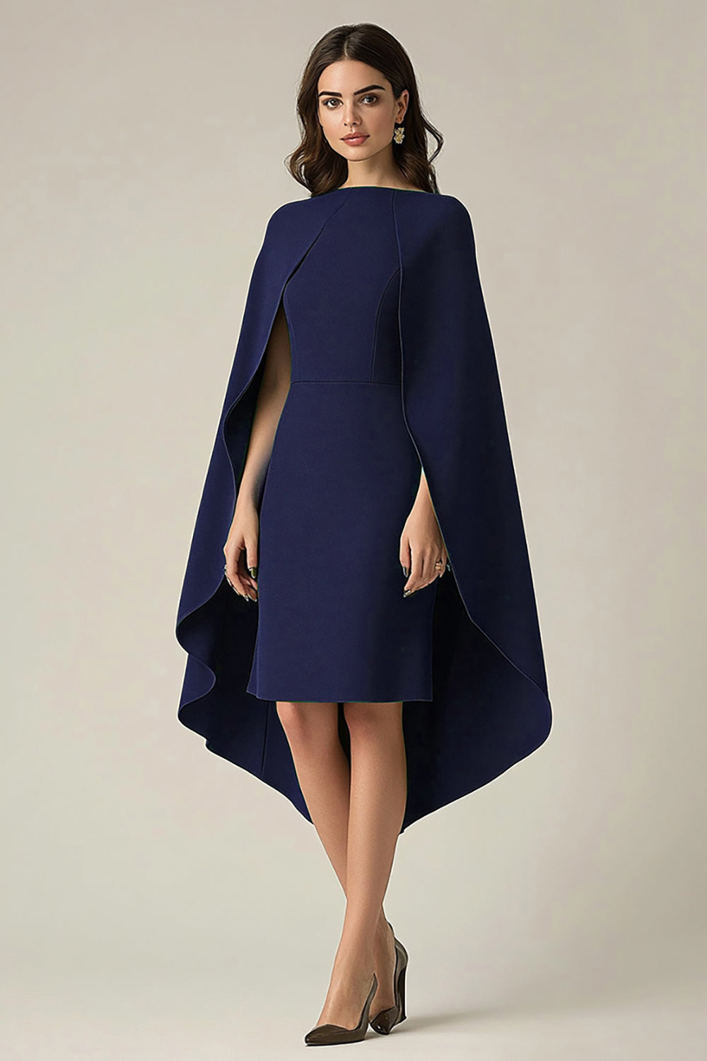 Marine Cape Midi formele jurk