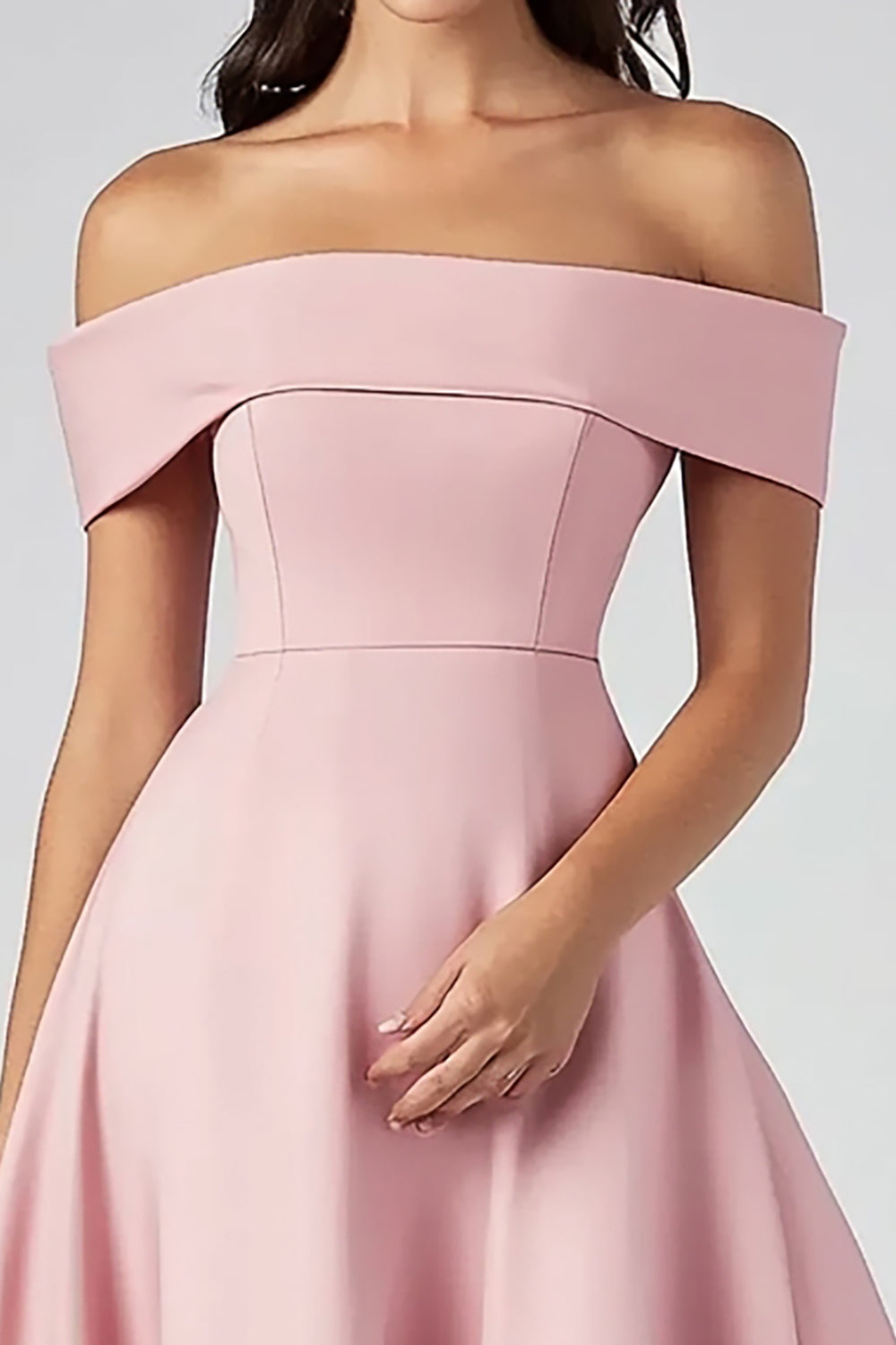 Off The Shoulder Roze A Line Satijnen Formele Jurk