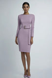 Lilac Bodycon korte formele jurk met lange mouwen