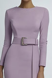 Lilac Bodycon korte formele jurk met lange mouwen