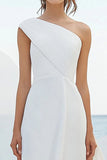 Witte schede One Shoulder Formal Dress met ruches
