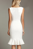 Witte V-hals Bodycon Korte Formele Jurk