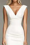 Witte V-hals Bodycon Korte Formele Jurk