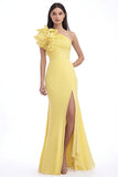 Narcis One Shoulder Chiffon Zeemeermin Formele Jurk met Ruches