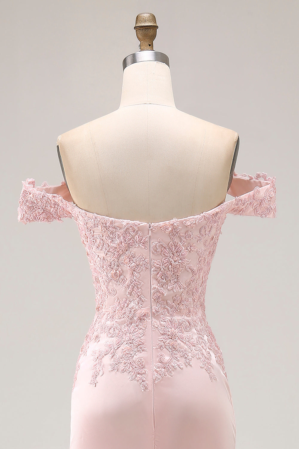 Roze zeemeermin van de schouder lange formele jurk met appliques