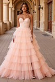 Blush A Line Tule galajurk met ruches