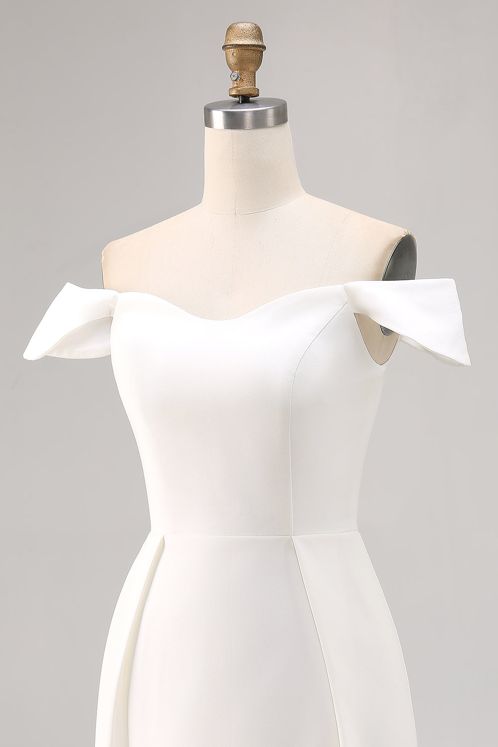 Witte Off The Shoulder Satijnen Bodycon Afstuderen Jurk