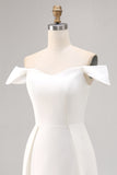 Witte Off The Shoulder Satijnen Bodycon Afstuderen Jurk