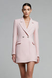 Roze inkeping revers potlood korte blazer jurk