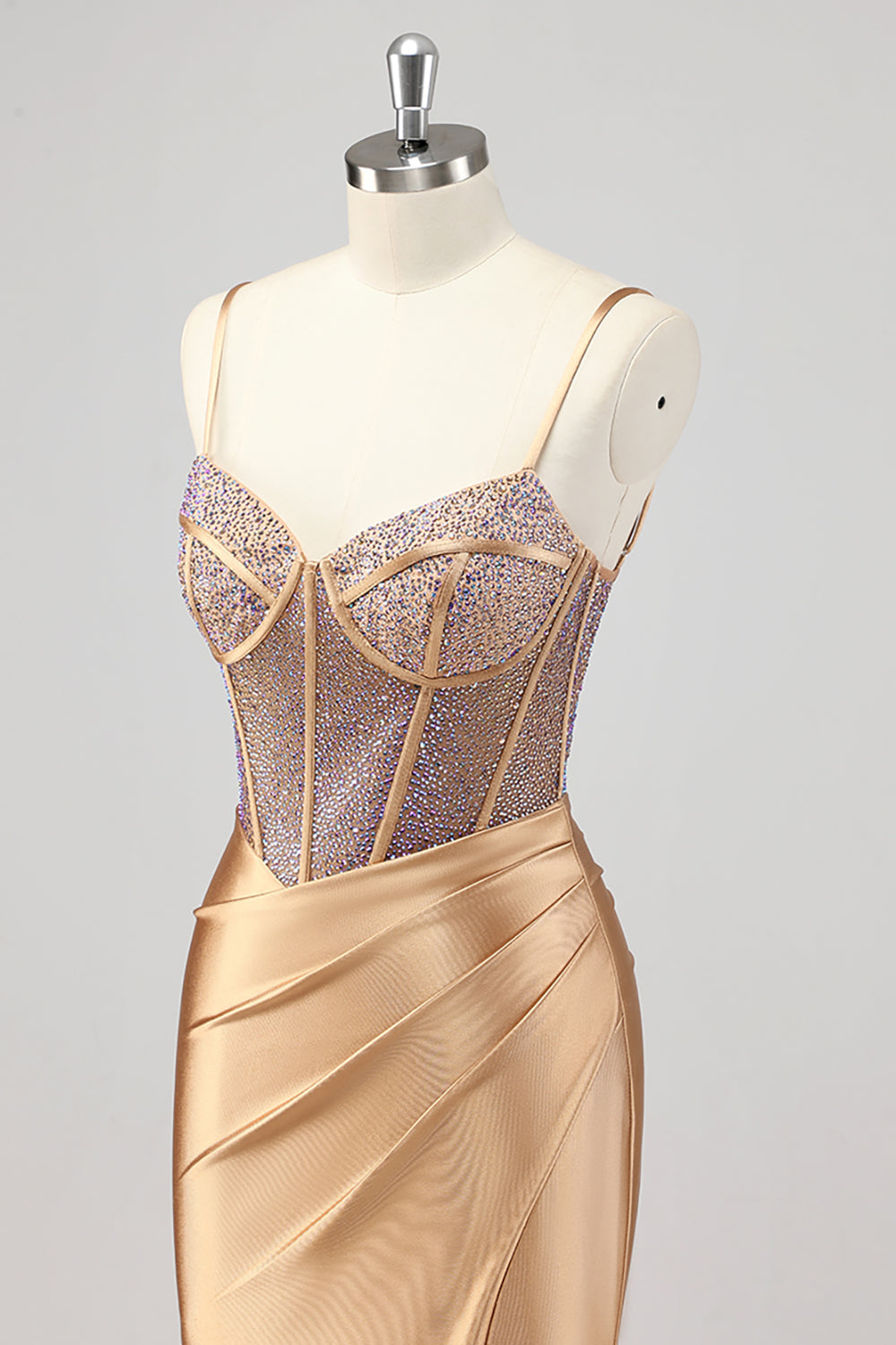 Zeemeermin Sparkly Korset Gouden Prom Jurk met Split