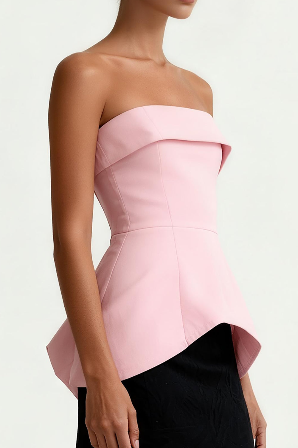 Zwarte en roze strapless schede lange formele jurk