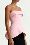 Zwarte en roze strapless schede lange formele jurk