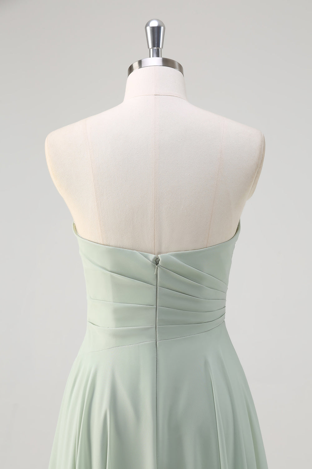 Matcha A Line strapless chiffon lange bruidsmeisjesjurk met ruches