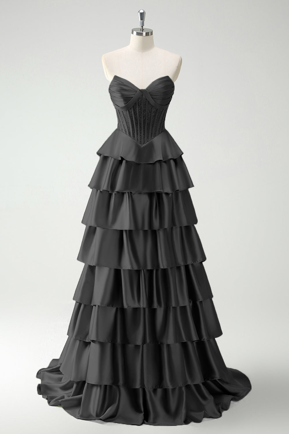 Bourgondië prinses Sweetheart kralen gelaagde korset lange prom jurk met split