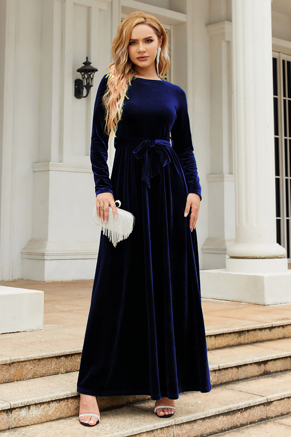 Een lijn juweel hals zwart fluwelen vakantie feestjurk