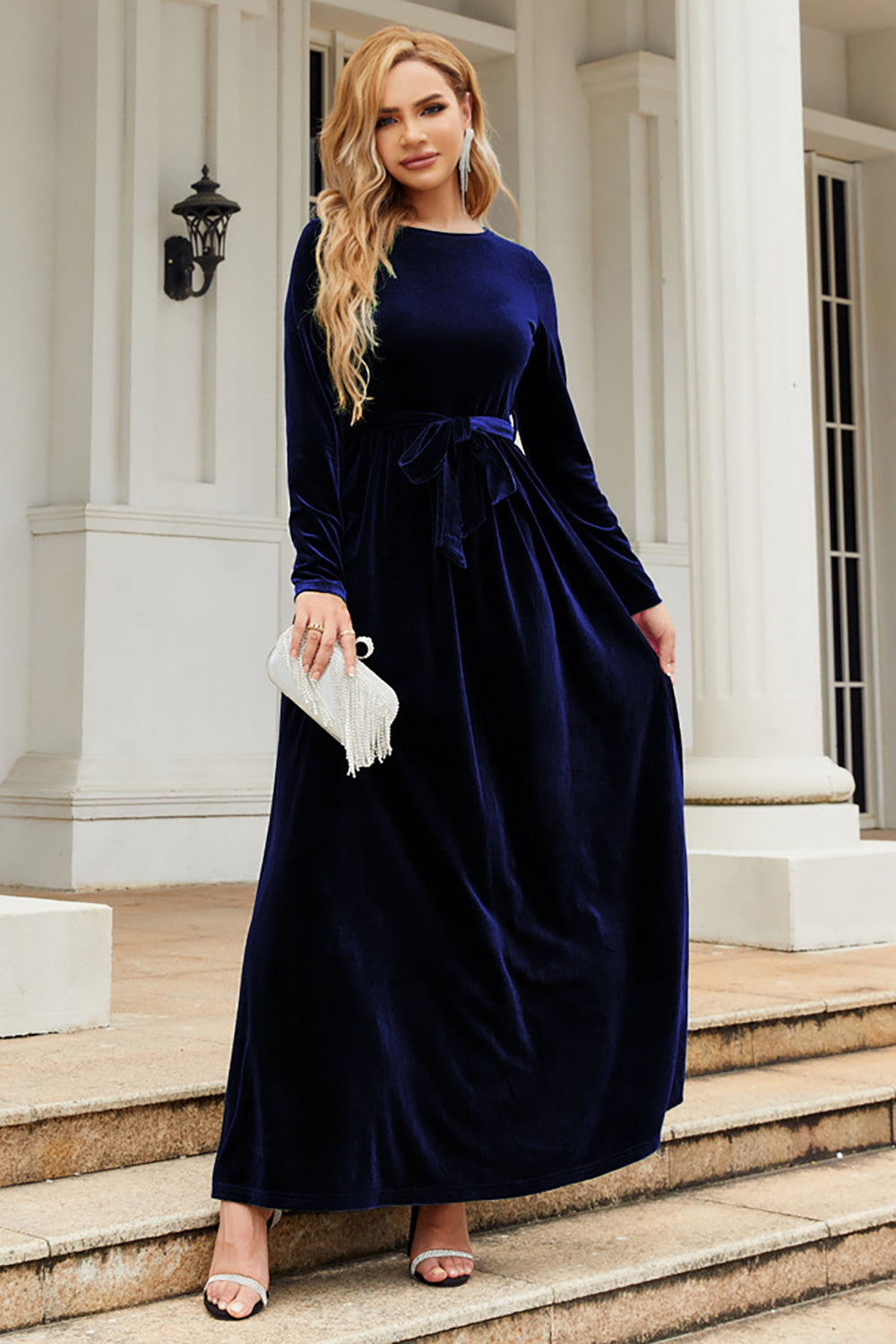 Een lijn juweel hals zwart fluwelen vakantie feestjurk