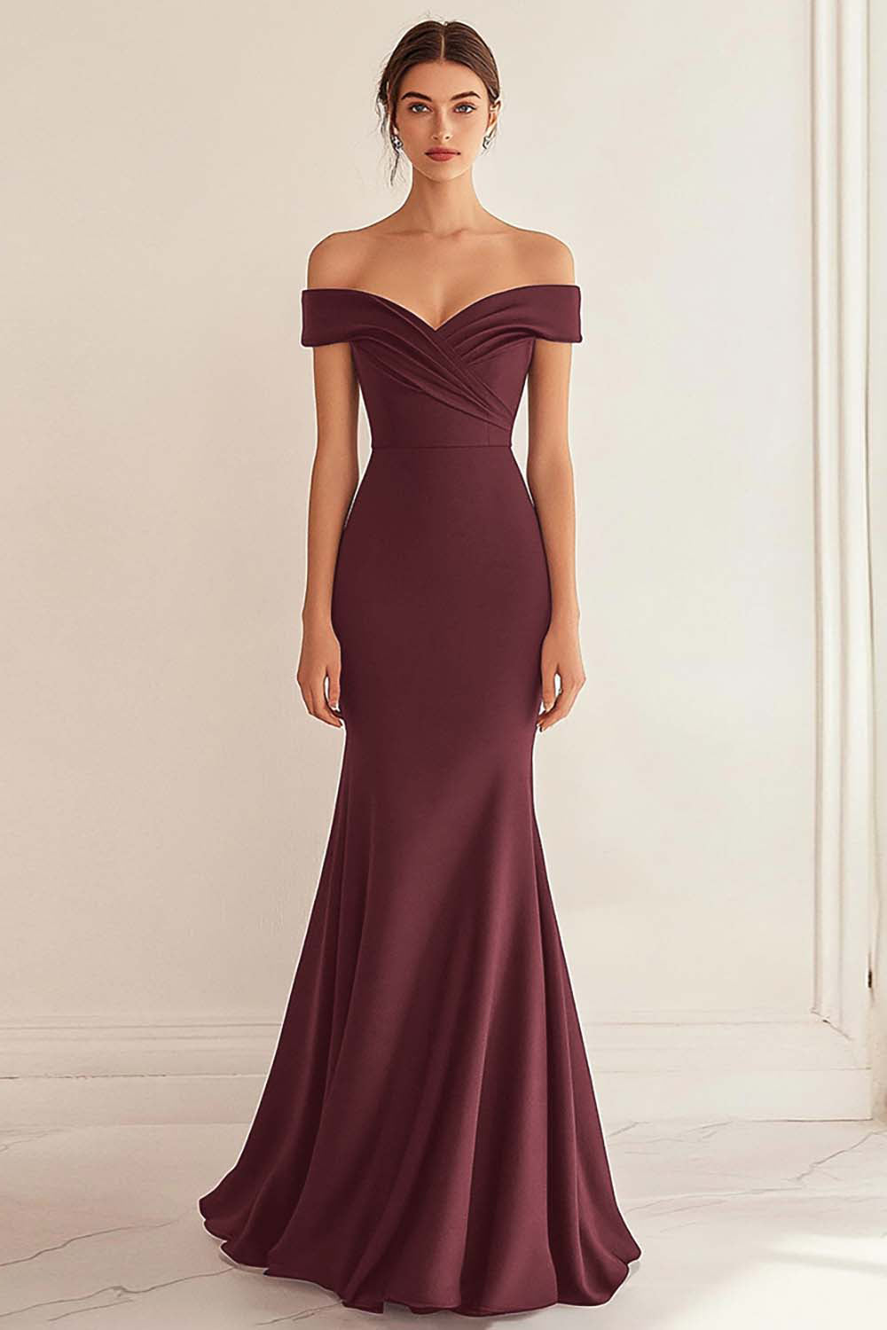 Uit de schouder zeemeermin Ruched Marine formele jurk