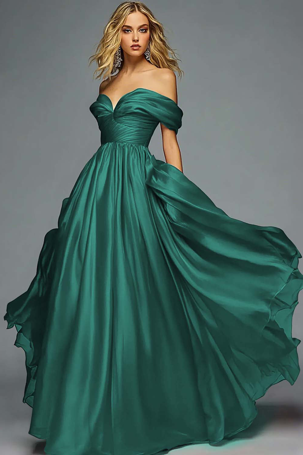 Rood Off The Shoulder A Line Geplooide Prom Jurk