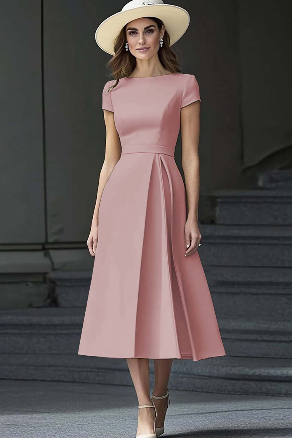 Narcis A Line Boothals Vintage Satijn Lange Werkjurk