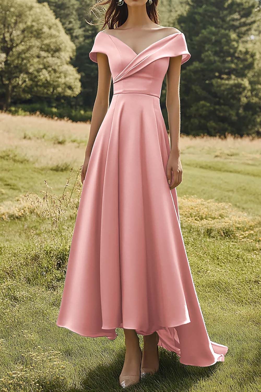 Sage Off The Shoulder Slanke formele jurk met brede zoom