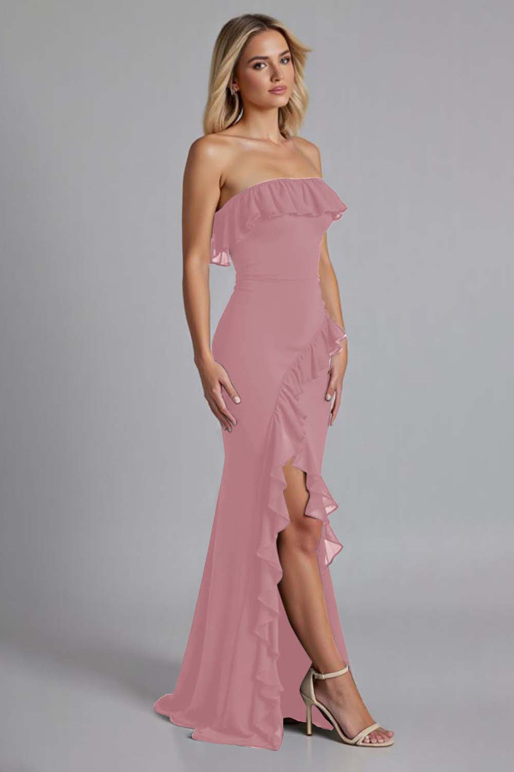 Zwarte Off the Shoulder Gegolfde Lange Formele Jurk met Split