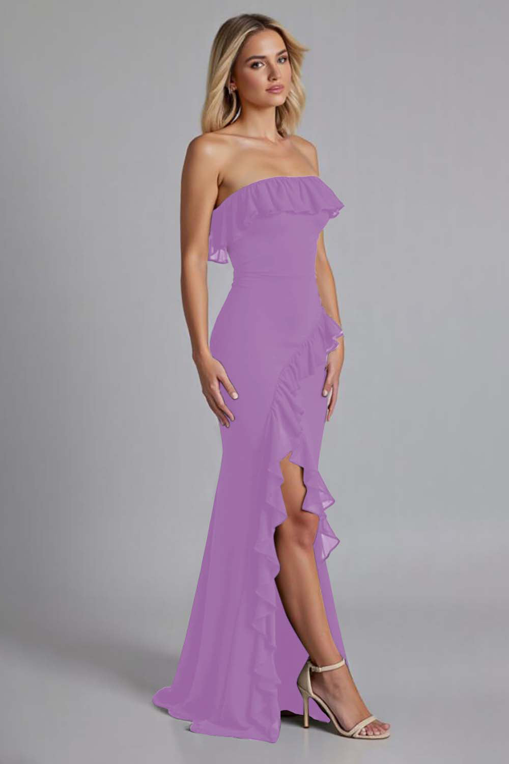 Zwarte Off the Shoulder Gegolfde Lange Formele Jurk met Split