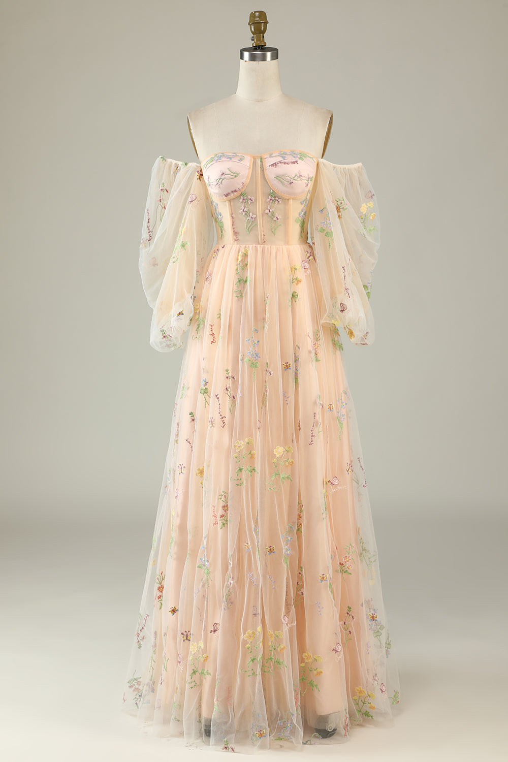 A lijn van de schouder groene plus size galajurk met borduurwerk