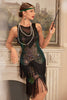 Afbeelding in Gallery-weergave laden, Sprankelende Ombre gefranjerde gelaagde jaren 1920 jurk met accessoires Set