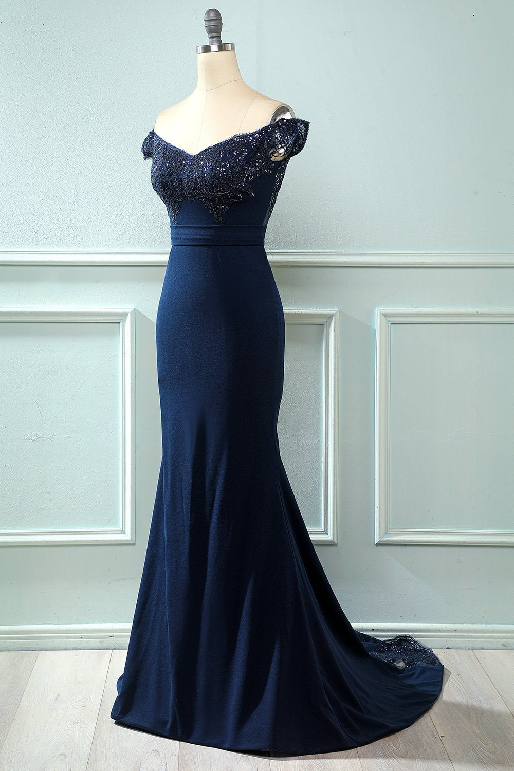 Off Shoulder Pailletten Mermaid Galajurk