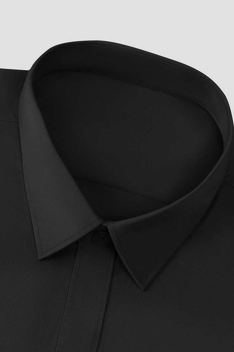 Afbeelding in Gallery-weergave laden, Zwart Solid Herenpak Shirt