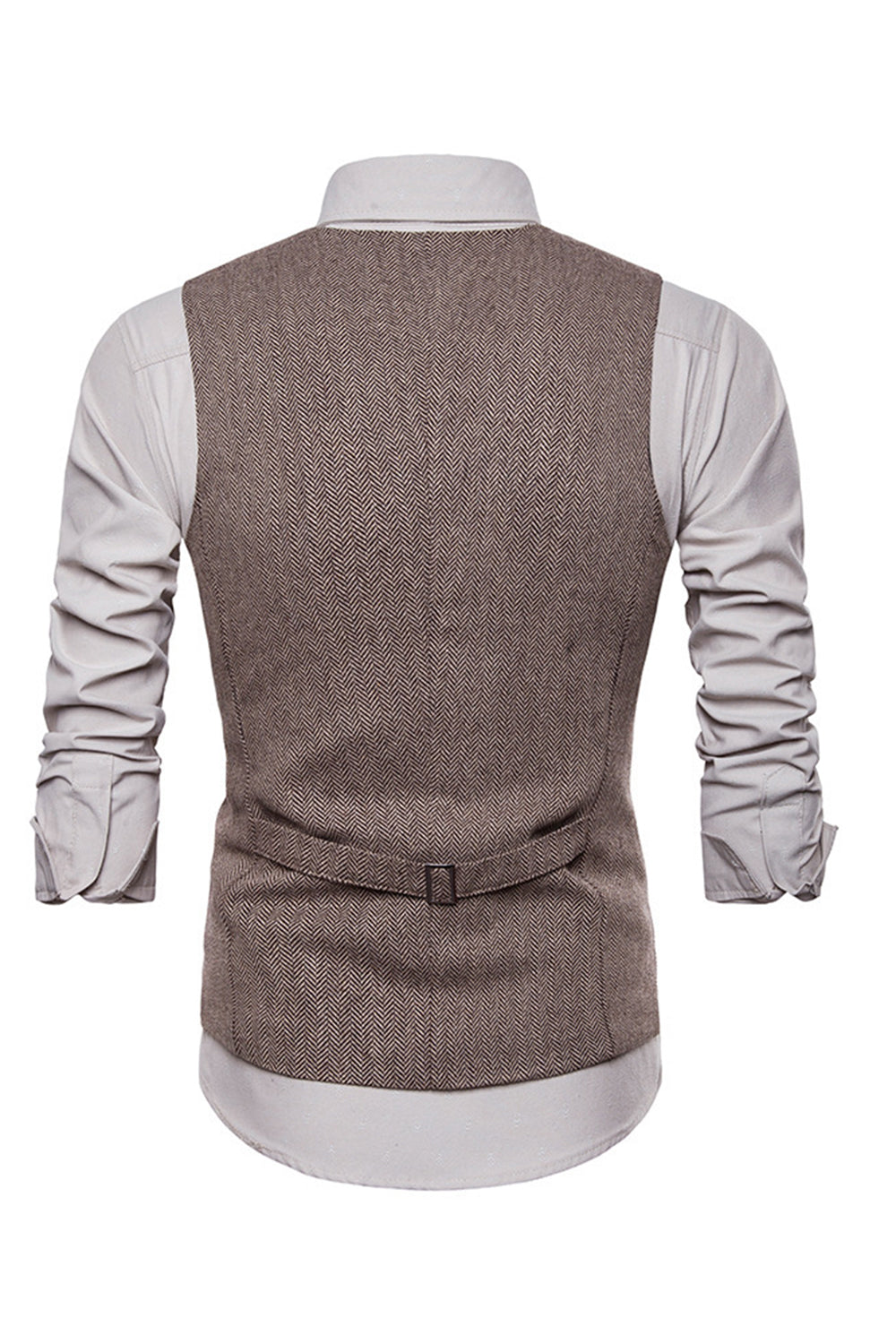 Single Breasted V-hals Zwarte Herenpak Vesten