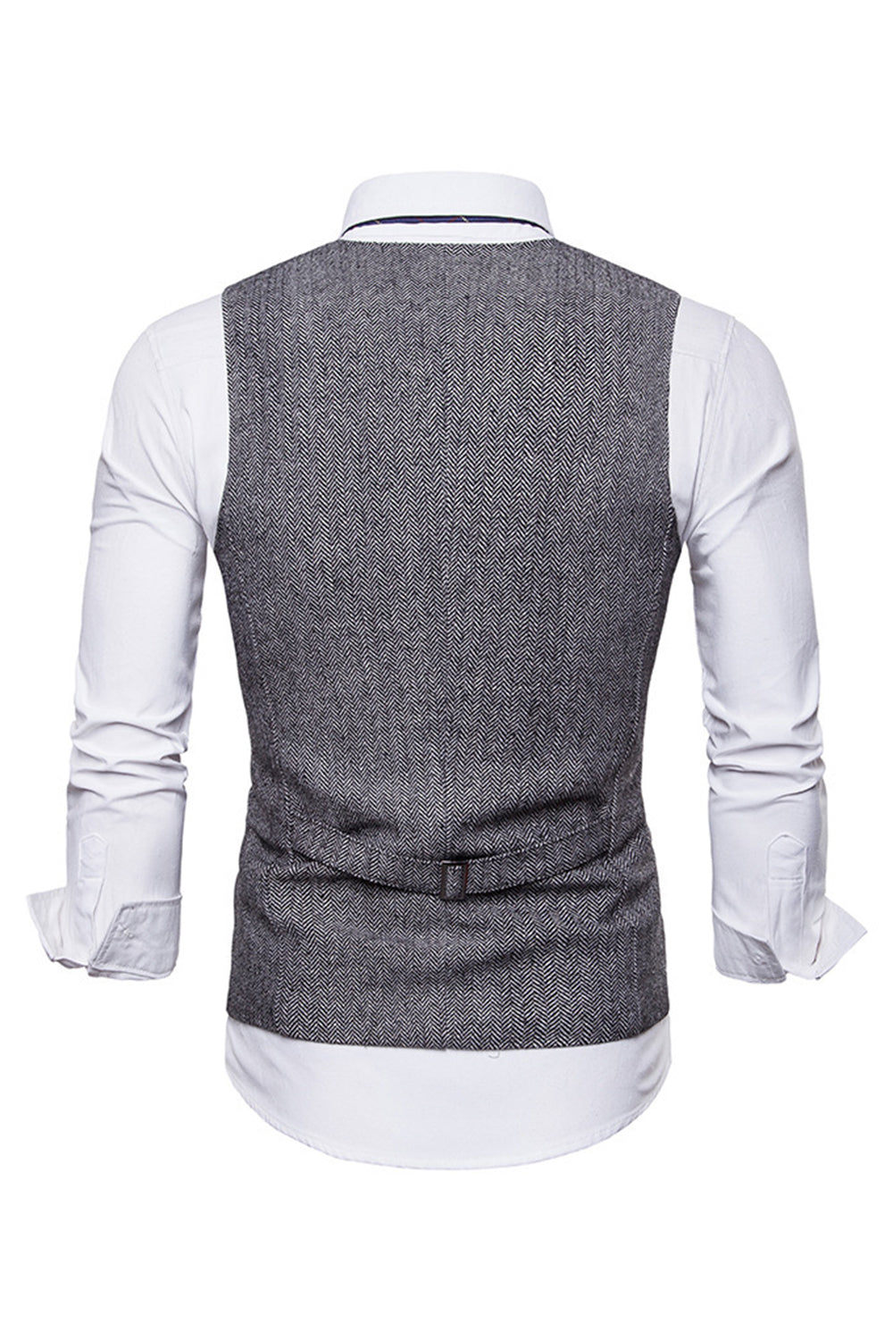 Single Breasted V-hals Zwarte Herenpak Vesten