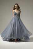 V-hals Lange Bal Jurk met Slit