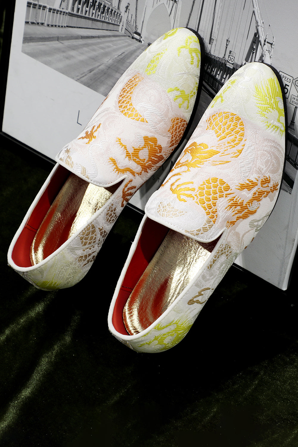 Roze Jacquard Slip-On Herenschoenen