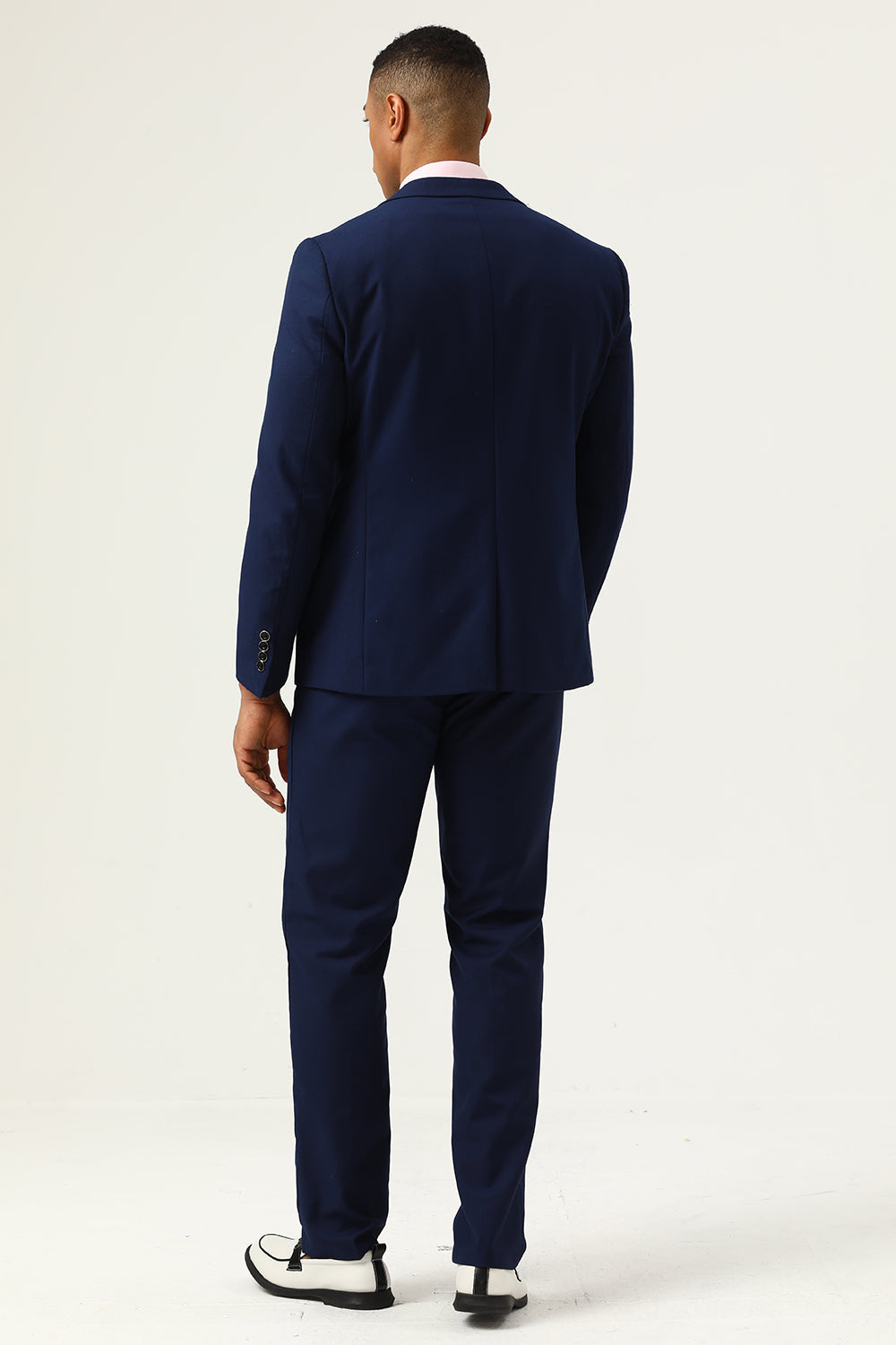 3 stuks marineblauwe slim fit casual smokingpakken