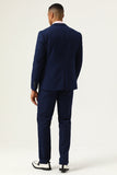 3 stuks marineblauwe slim fit casual smokingpakken