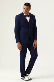 3 stuks marineblauwe slim fit casual smokingpakken