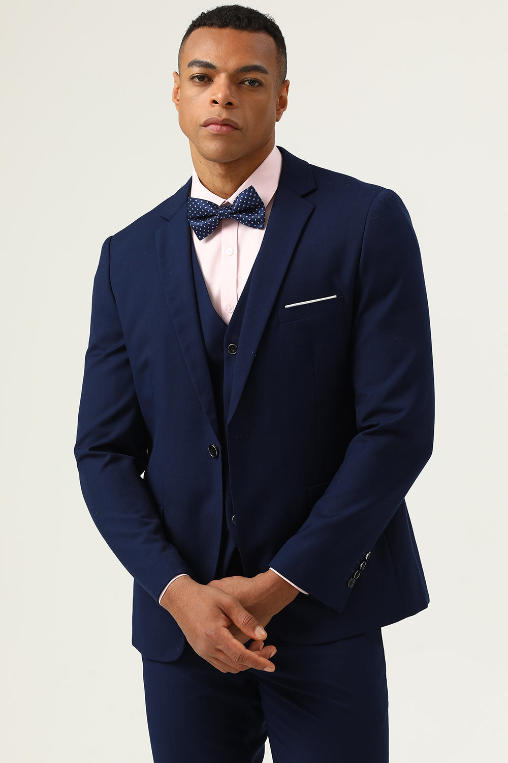 3 stuks marineblauwe slim fit casual smokingpakken